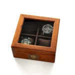 Personalized Watch Box Gift for Men – 4-Slot Solid Limba Wood Display Case with Glass Lid & Custom Brass Plaque - Image 7