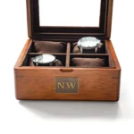 Personalized Watch Box Gift for Men – 4-Slot Solid Limba Wood Display Case with Glass Lid & Custom Brass Plaque - Image 11