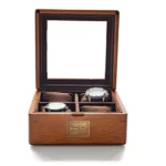 Personalized Watch Box Gift for Men – 4-Slot Solid Limba Wood Display Case with Glass Lid & Custom Brass Plaque - Image 12